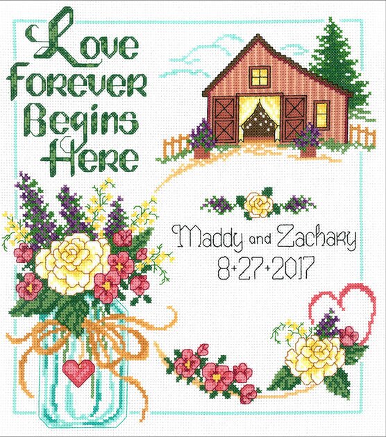 Imaginating 10.5" x 11.5" Country Wedding Counted Cross Stitch Kit, , hi-res, image 2