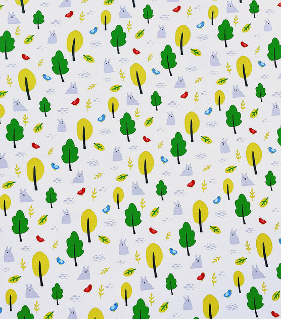 White Spring Forest Microfiber Fabric by POP!
