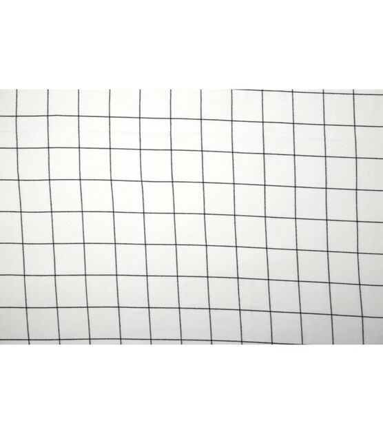 White Windowpane Brushed Cotton Fabric, , hi-res, image 4