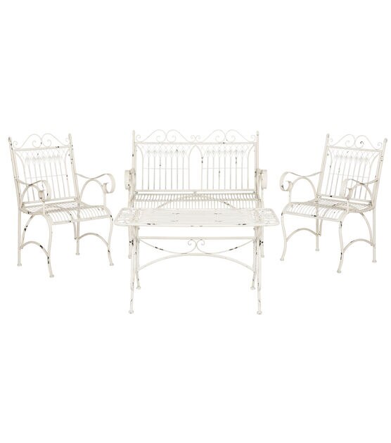 Safavieh 4pc Leah Antique White Outdoor Furniture Set