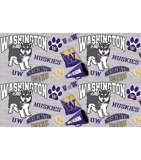 University of Washington Huskies Cotton Fabric Collegiate Mascot