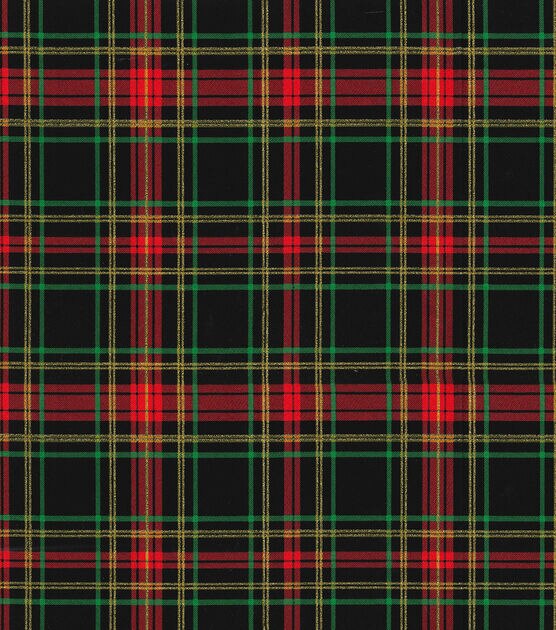 Fabric Traditions Red & Green Plaid Christmas Glitter Cotton Fabric