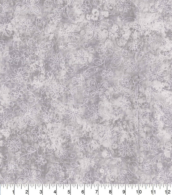 Fabric Traditions Flowers on Gray Cotton Fabric by Keepsake Calico, , hi-res, image 2