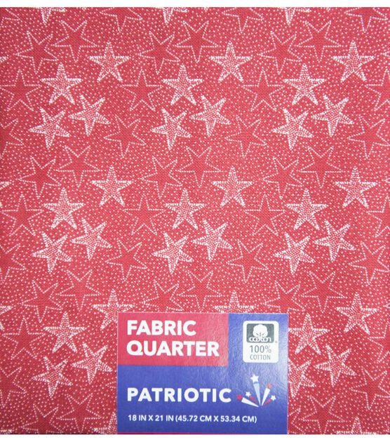 18" x 21" Red Stars Cotton Fabric Quarter 1pc