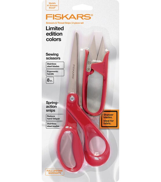 Fiskars 8 Red Scissors & Snips Set 2ct