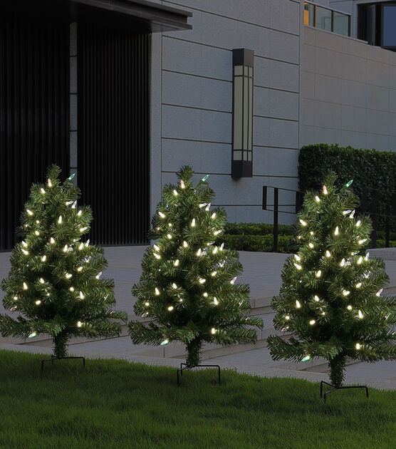 Mr. Christmas 2.5' Pre Lit Alexa Enabled Pathway Christmas Trees 3ct, , hi-res, image 9