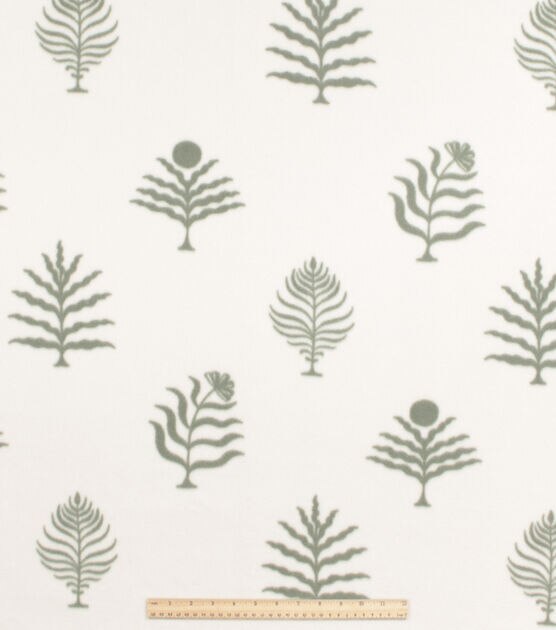 Green Foliage On Cream Blizzard Prints Fleece Fabric, , hi-res, image 2