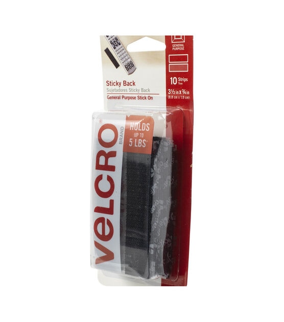 VELCRO Brand Sticky Back Strips 3.5" 10 Pkg Black, , hi-res, image 2