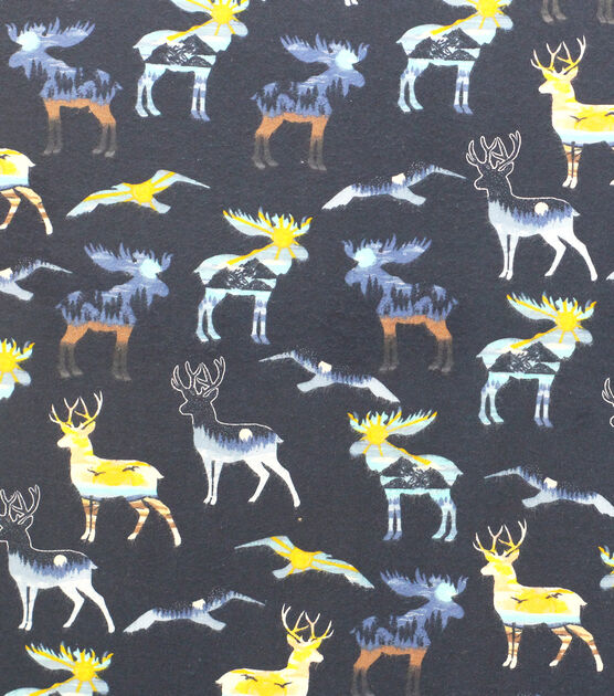Scenic Wilderness Packed Silhouettes Super Snuggle Flannel Fabric