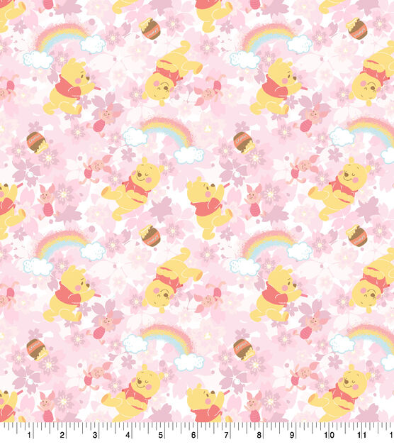 Pooh Piglet Sweet Rainbow Cotton Fabric