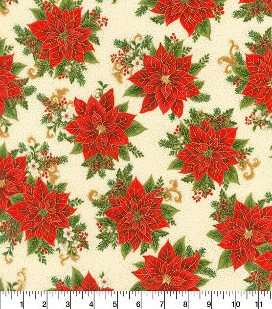 Robert Kaufman Flower & Dot Christmas Cotton Fabric, , hi-res, image 2