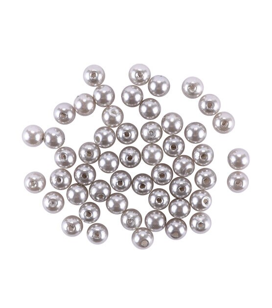 8mm Dove Gray Round Plastic Pearl Beads by hildie & jo, , hi-res, image 2