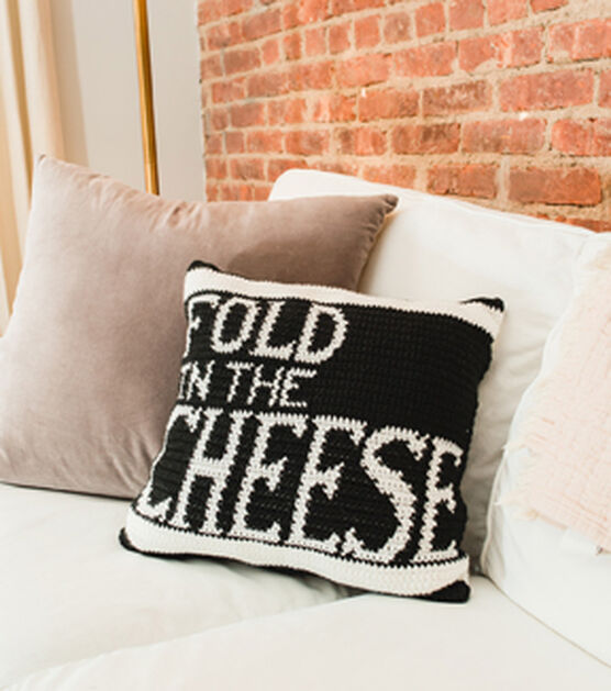 Lion Brand 16" Schitt's Creek Fold in the Cheese Pillow Crochet Kit