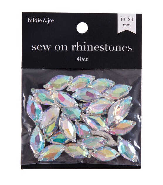 10mm x 20mm Iridescent Sew On Rhinestones 40ct by hildie & jo