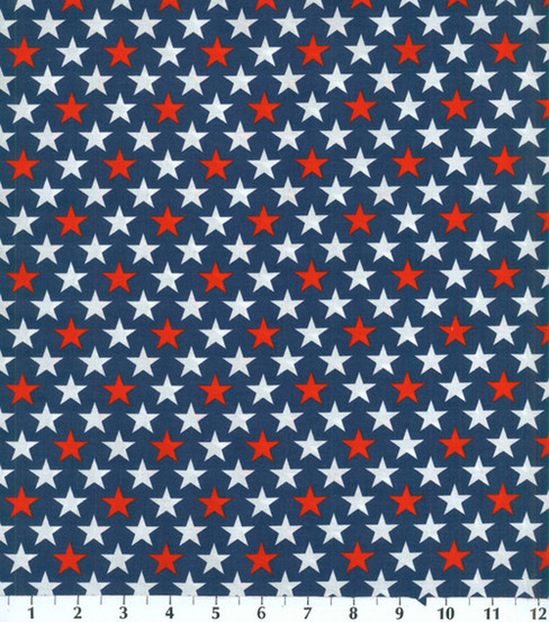 Bold Stars Patriotic Cotton Fabric, Blue, hi-res