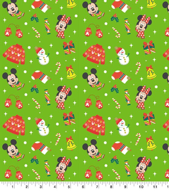 Mickey & Minnie Icons Christmas Cotton Fabric, , hi-res, image 1
