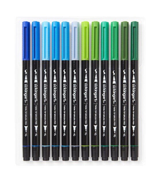 KINGART Dual Tip Brush Pen Art Markers Set of 48 Unique Colors, , hi-res, image 13