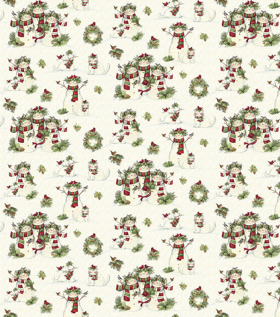 Springs Creative Snowmen & Pets Christmas Cotton Fabric, , hi-res, image 2