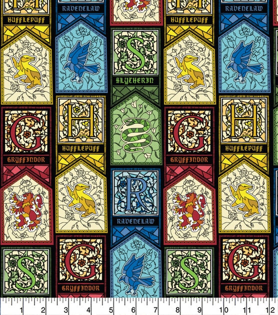 Harry Potter Cotton Fabric  Stained Glass Houses