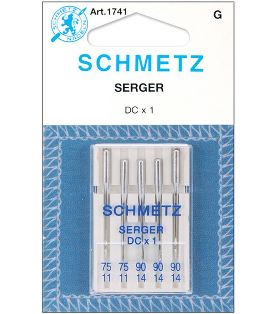 Schmetz Overlock Machine Needles 5 pk 11/75,14/90, 11/75 & 14/90, swatch