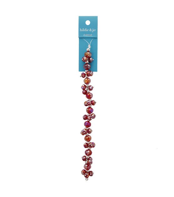 7" Red Glass & Metal Crystal Dangle Bead Strand by hildie & jo
