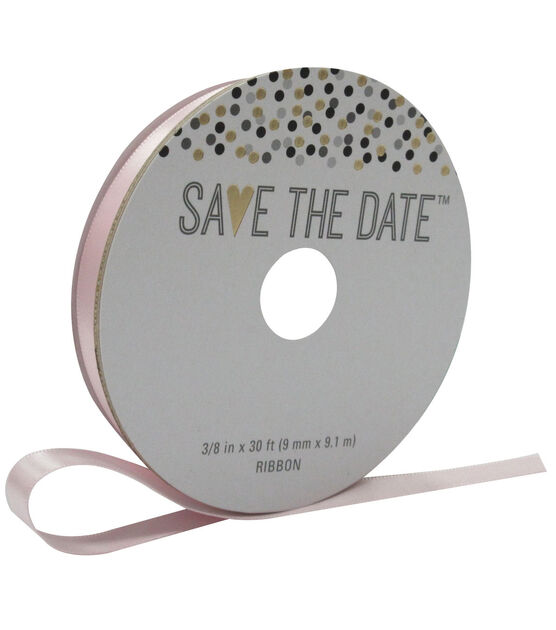 Save the Date 3/8'' X 30' Ribbon Pink Satin
