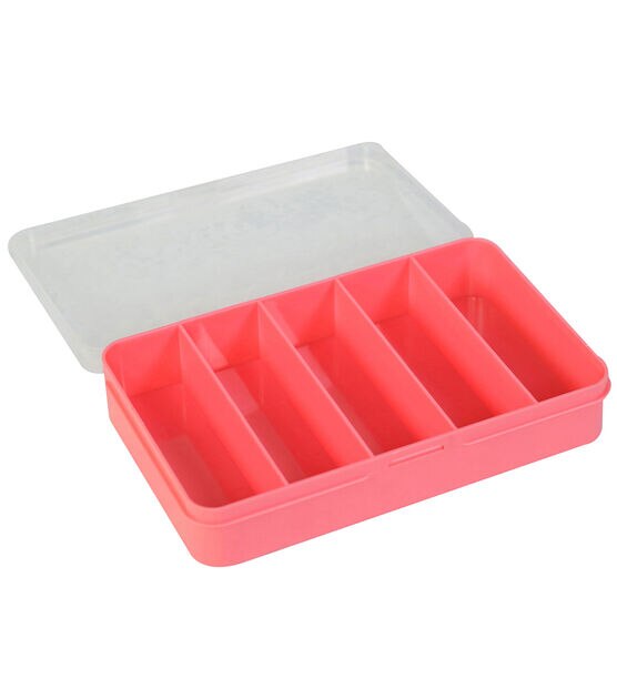 Everything Mary 6" Coral 5 Compartment  Plastic Storage Box With Lid, , hi-res, image 2