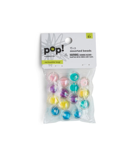 POP! Possibilities 15 pk 16mm Round Marble Beads - Multi