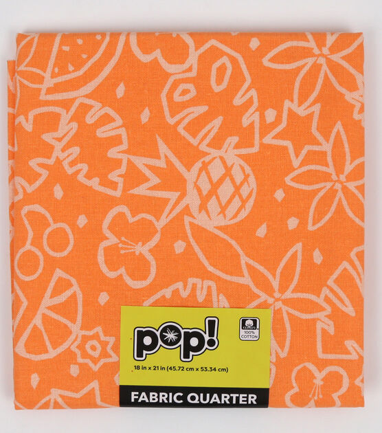 18" x 21" Orange Summer Fruit Cotton Fabric Quarter 1pc by POP!