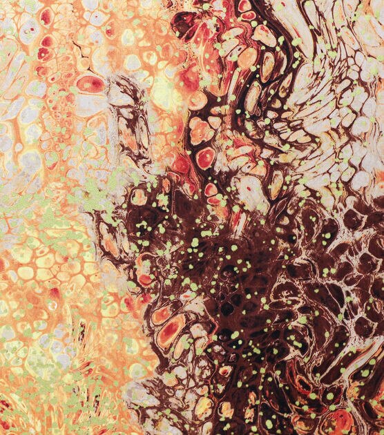 Orange & Gold Swirls Quilt Metallic Cotton Fabric by Keepsake Calico