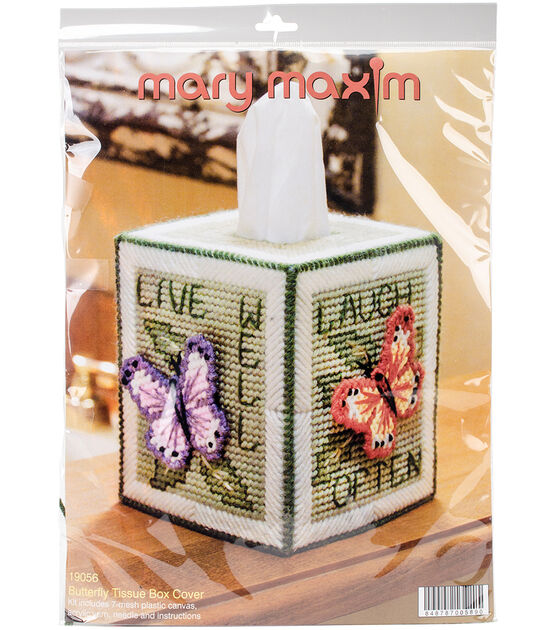 Mary Maxim 5" Butterfly Plastic Canvas Tissue Box Kit 7ct