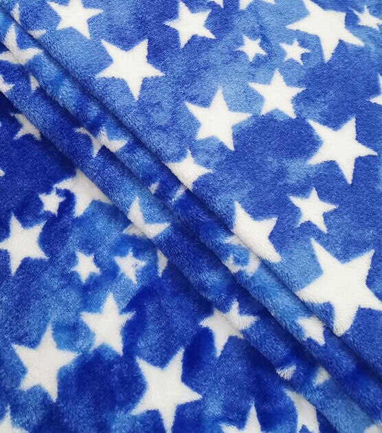 Sew Lush Stars on Blue Tie Dye Fleece Fabric, , hi-res, image 2