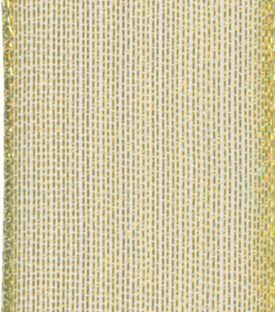 Offray 7/8"x9' Firefly Metallic Woven Wired Edge Ribbon Gold