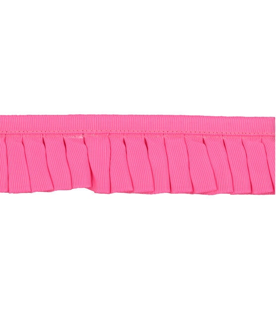 Simplicity Ruffled Grosgrain Trim 1.75'' Hot Pink, , hi-res, image 2