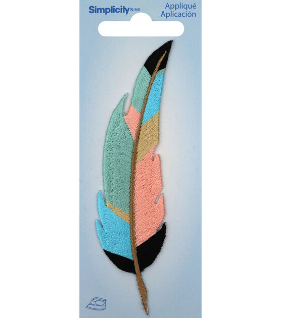 Simplicity 5" Pink & Blue Feather Iron On Patch