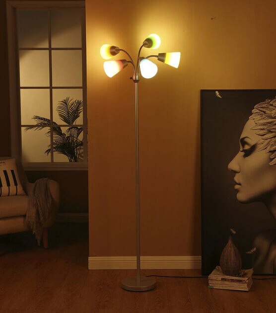 Brightech Medusa Modern LED Floor Lamp (Interchangeable Shades)- Silver, , hi-res, image 3