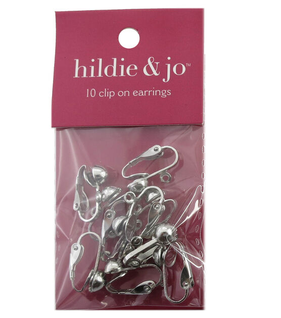 10pk Silver Clip on Earrings With Dome by hildie & jo