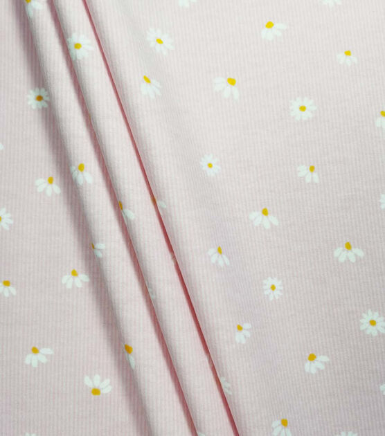 Daisies on Striped Nursery Flannel Fabric by Lil' POP!, , hi-res, image 2