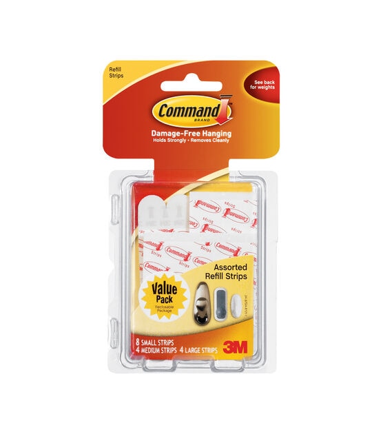Command 16ct Assorted White Replacement Strips