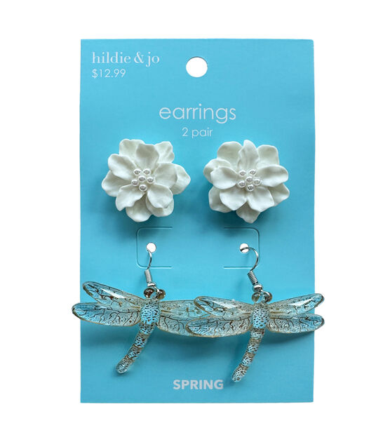 2ct Spring Flower & Dragonfly Earrings by hildie & jo