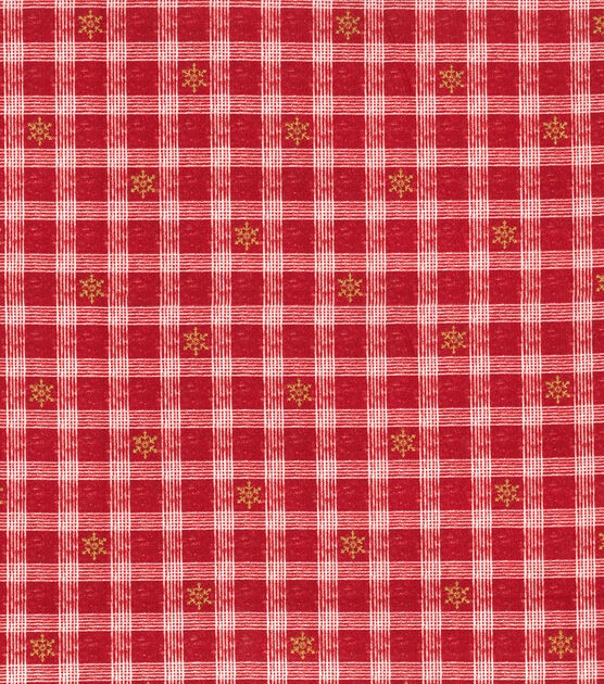 Fabric Traditions Glitter Snowflake & Red Plaid Christmas Cotton Fabric, , hi-res, image 2