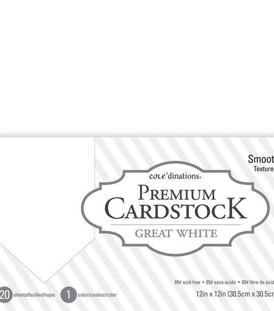 Core'dinations Value Pack Smooth Cardstock 12"X12" Great White