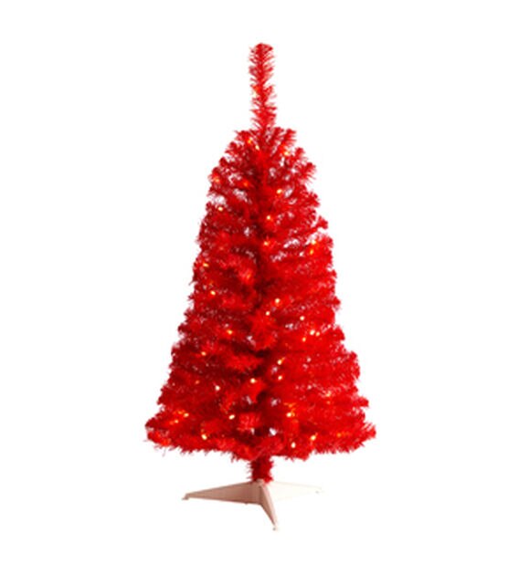 Nearly Natural 3' Warm White Pre Lit Red Pine Christmas Tree, , hi-res, image 1
