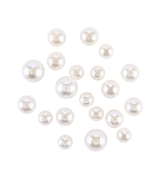 16oz Off White Round Plastic Pearl Beads 1050pc by hildie & jo, , hi-res, image 2