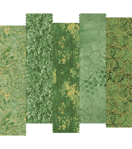 2.5" x 42" Green Metallic Cotton Fabric Roll 20ct by Keepsake Calico, , hi-res, image 2