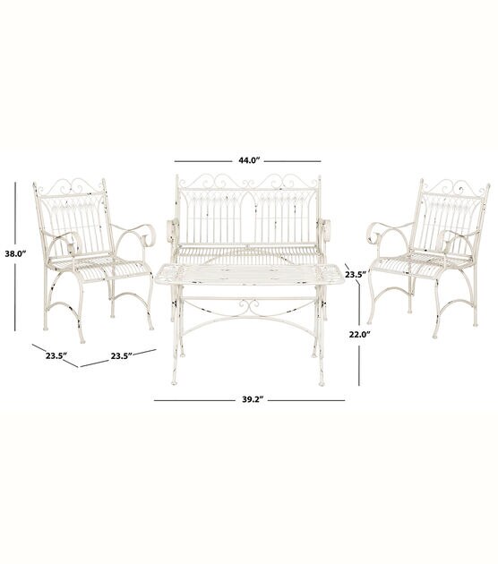 Safavieh 4pc Leah Antique White Outdoor Furniture Set, , hi-res, image 4