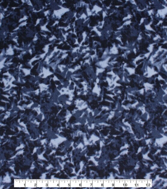 Navy Tie Dye Anti Pill Fleece Fabric, , hi-res, image 2