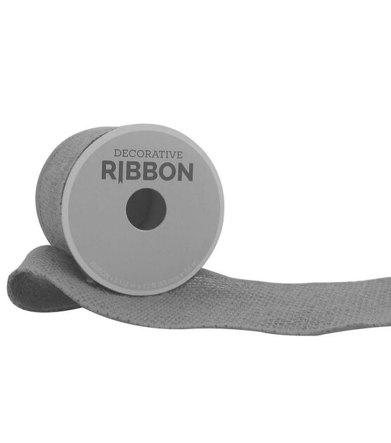 Decorative Ribbon 2.5" Solid Burlap Ribbon Gray