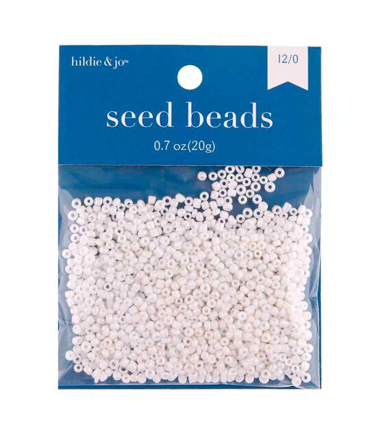 0.7oz Iridescent Opaque White Seed Beads by hildie & jo