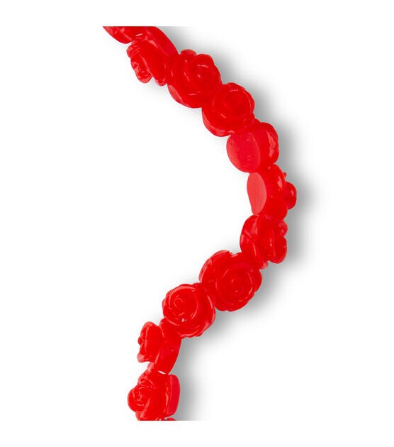 7" Red Resin Carved Rose Bead Strand by hildie & jo, , hi-res, image 3